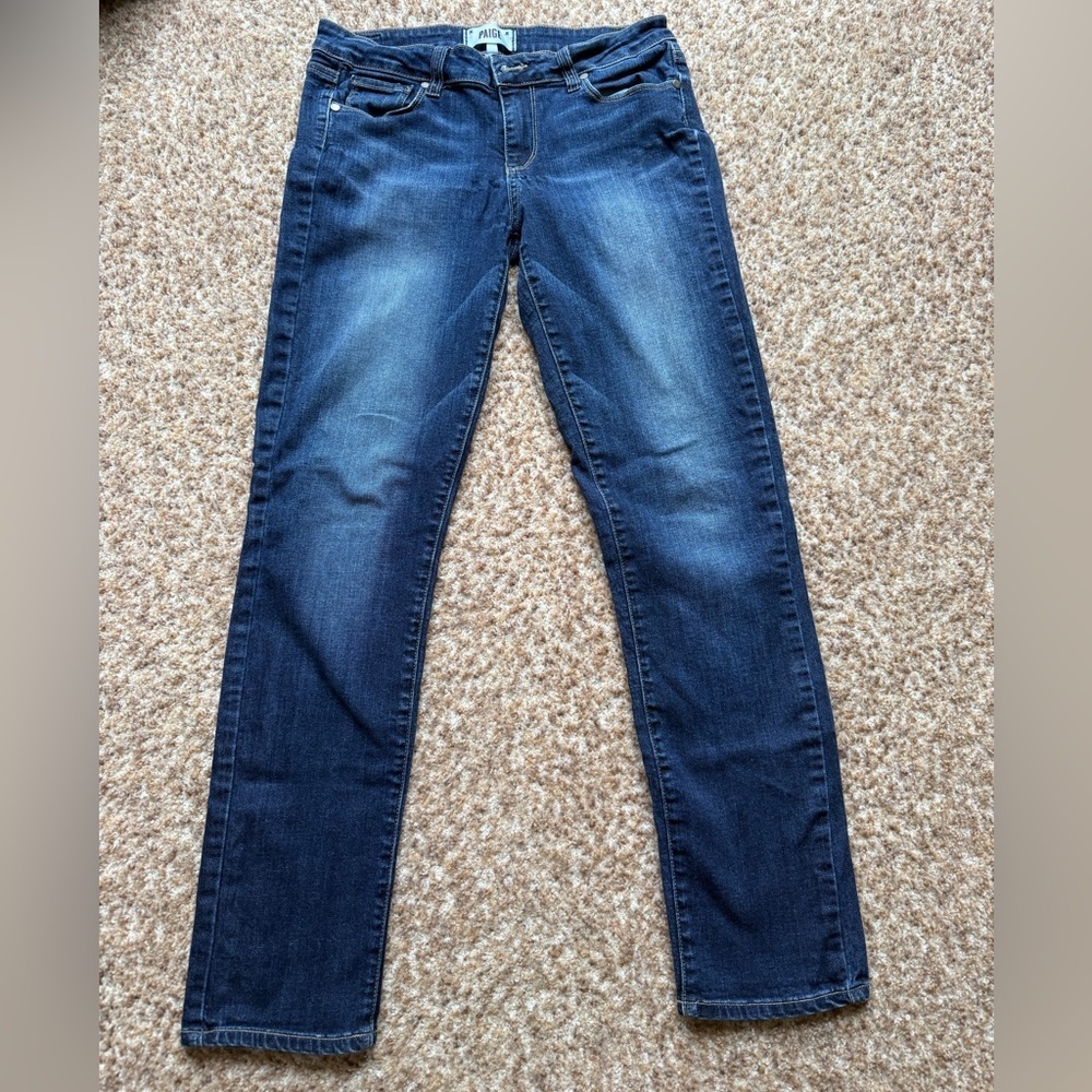 Paige Womens Jeans Peg Skinny Denim Blue Dark Wash 26*27
